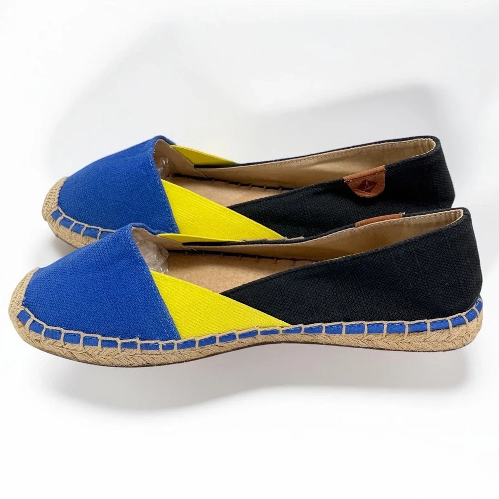 Sperry Top-Sider Katama Espadrille Flats Blue Yellow Black Colorblock Womens 7